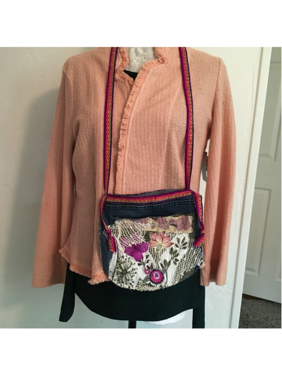 Hand Crafted Handbags - Handmade Bag Denim Patchwork Crossbody Hippie Small